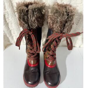 London Fog Melton 3 Fur Lined Winter Duck Boots Womens 9